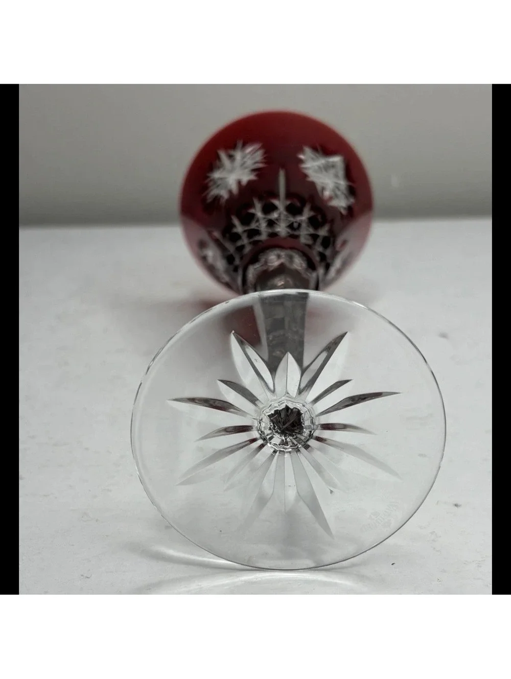 Waterford Snow Crystal Red Fluted Champagne Glass